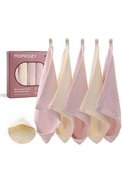 Momcozy - Baby Washcloths Soft 4-Layer Cotton - Beige & Pink