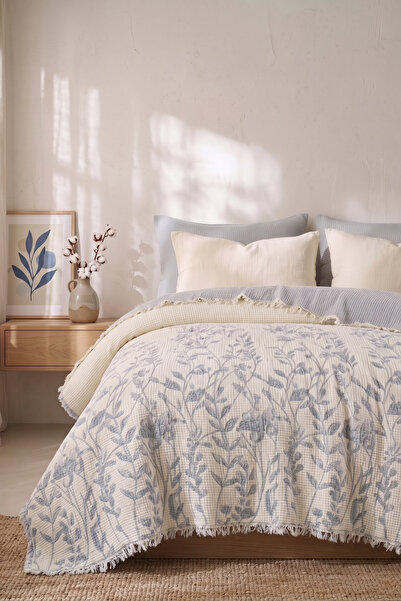 Lux Touch Olympos 100% Cotton Muslin Double Bedspread & Throw |   230X250 cm ...