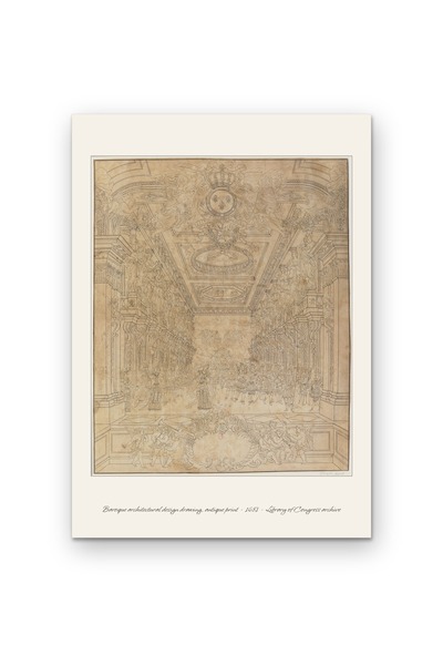 OEM Carton pentru poster 250g A4, Model Arhitectural Baroc Vintage 1681, Impr...