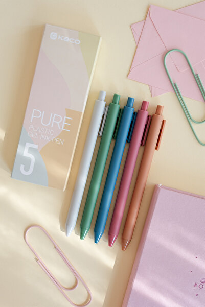 PAPERORA Kaco x Pure Morandi 0.5 mm Renkli Jel Kalem Seti (5 Renk)