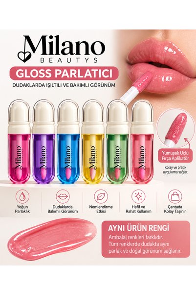 MİLANO BEAUTYS Dudak Parlatıcısı Gloss – Nemlendirici Etkili, Işıltılı Görünüm