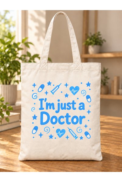 Mor Mürekkep Geantă din pânză cu imprimeu Doctor - Geantă de umăr cadou pentr...