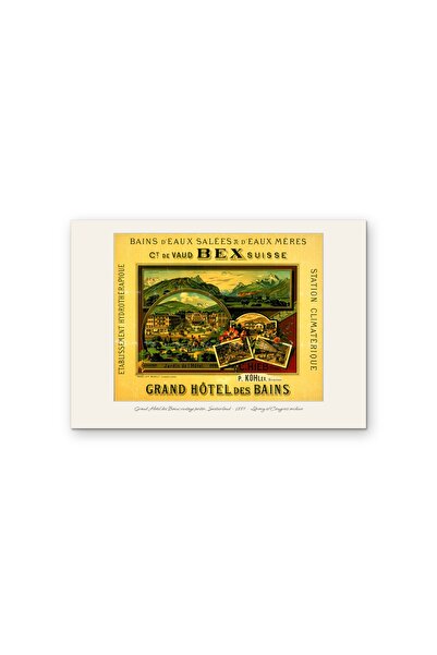 OEM Poster Carton 250g A4, Marele Hotel din Bains Elvetia 1889, Arhiva Istorica