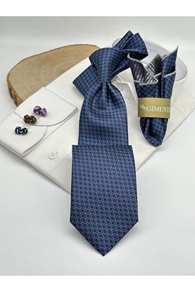 Gutiero Classic Tie with Blue Patterned Handkerchief