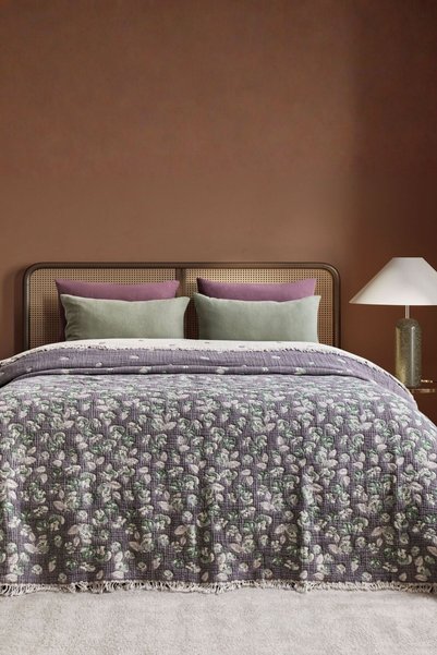 Layan Home Menekşe Desen7 Katlı Müslin Çift Kişilik Yorgan – Mor