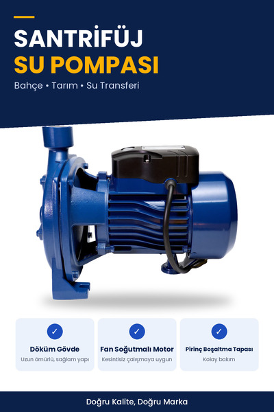 CPM158 1 HP Santrifüj Su Pompası 220V Yüksek Debili Tarım ve Bahçe Sulama Pompası