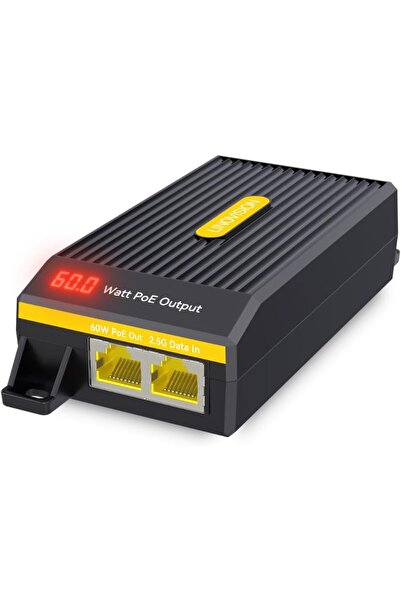 Generic محول طاقة عبر الإيثرنت PoE++ بقوة 60 واط مع شاشة LED لعرض مستوى الطاق...