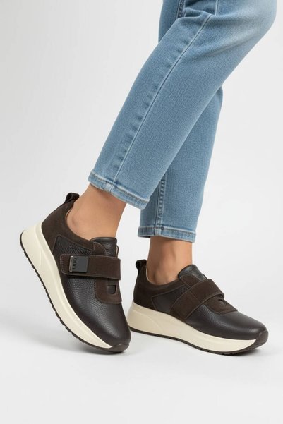 SHOUGO 100% Genuine Leather Full Orthopedic Thick Sole Women's Strappy Sports Shoes