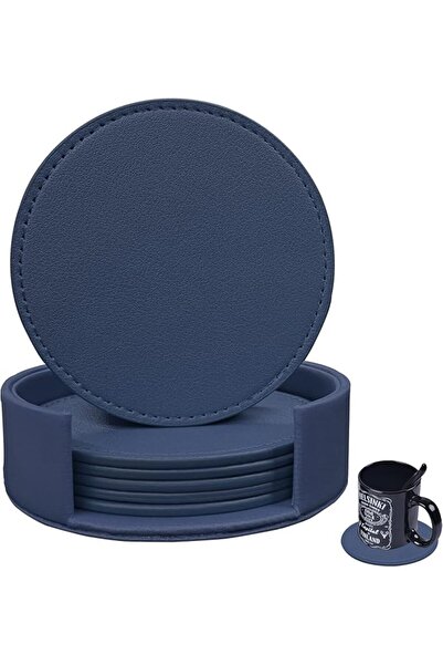 GENERAL Set of 6 Leather Coasters for Tabletop Protection from Spills, Durabl...