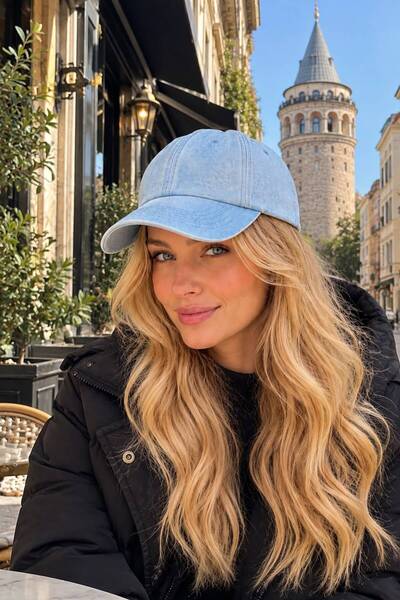 MARBERRY Blue Denim Vintage Cap Women's Hat