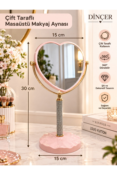 KARAKAŞ HOME & ZÜCCACİYE ÇİFT TARAFLI MASA ÜSTÜ MAKYAJ AYNASI