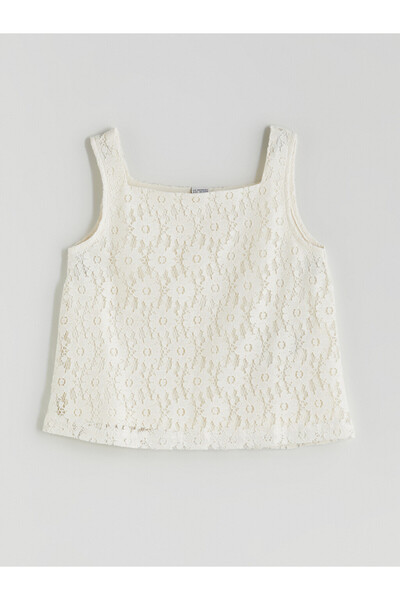LC Waikiki Square Collar Girl's Lace Blouse