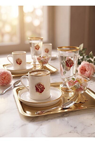 REGNA HOME Fine Living Rose1 Red 10 Piece Catering Set for 2 People
