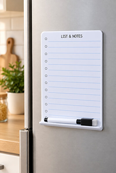 MAKRİ HOME Magic Notes Mıknatıslı Yaz Sil Not Panosu, Buzdolabı Alışveriş Lis...