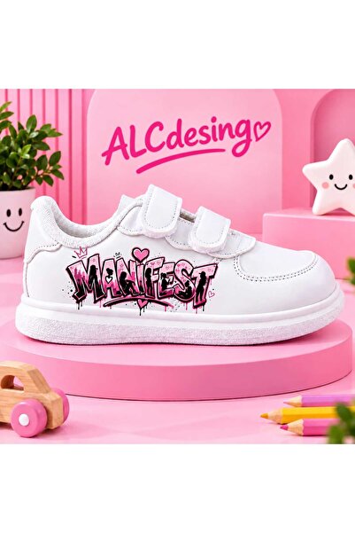 alcdesing Mani-fest Kız Çocuk Tasarım Baskılı Sneaker | Sevimli Karakter Deta...