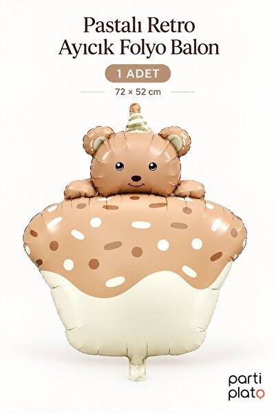 era balon Retro Teddy Bear Foil Balloon with Cake 72X52 cm 1 Piece Birthday B...