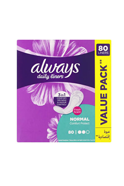 Always Daily Liners Comfort Protect Normal Fresh Scent 80 Count