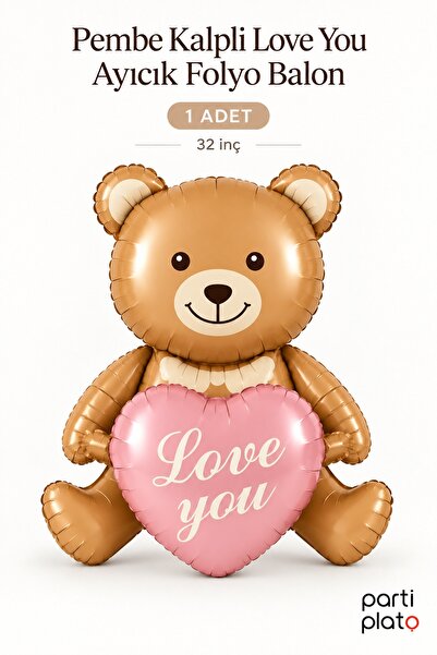 era balon Pink Heart Love You Teddy Bear Foil Balloon 32 Inch 1 Piece Birthda...