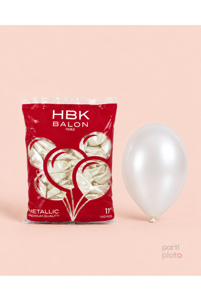 HBK Balon Hbk Metallic White Balloon 11 Inch 100 Pieces, Shiny White Birthday...