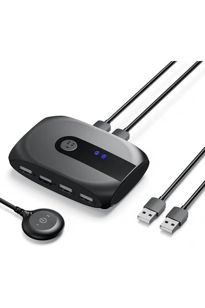 TERRIFI محول USB للمشاركة بين جهازي كمبيوتر، موزع USB يدوي بـ 4 منافذ للوحة ا...