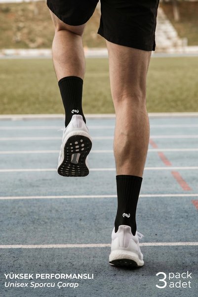 Mısırlı Erkek 3'lü Spor Çorap Siyah