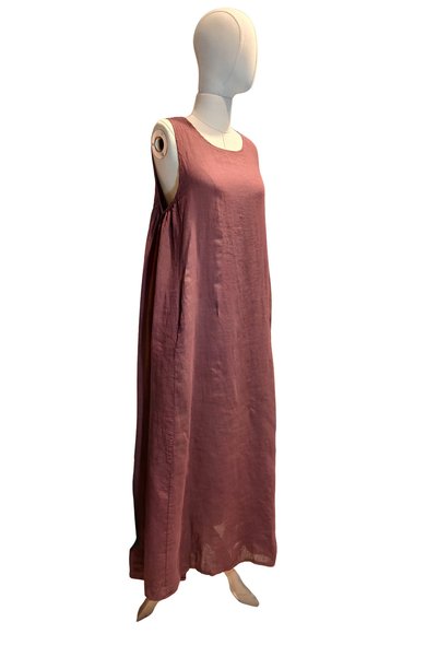 Lino Women's Natural Linen Sleeveless Dress & Silk Blend Tassel Detailed Long Kimono Jacket Set