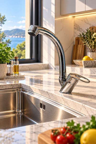 CEKO ARMATÜR Mix Chrome Swan Sink Faucet with Swivel Spout, Hot and Cold Dual...