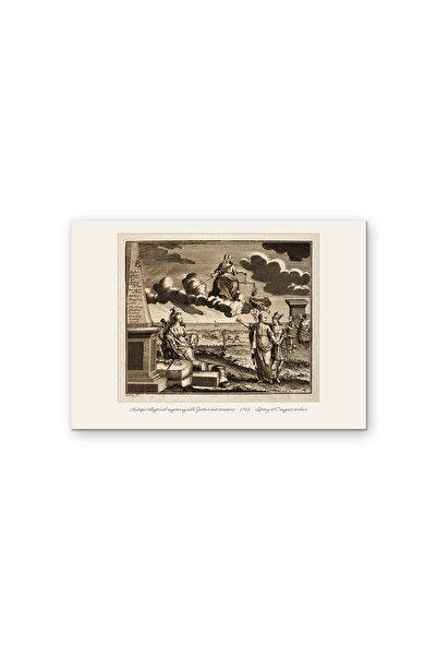 OEM Poster Carton 250g A4, Gravura Alegorica Veche Justitie si Comert 1742, C...
