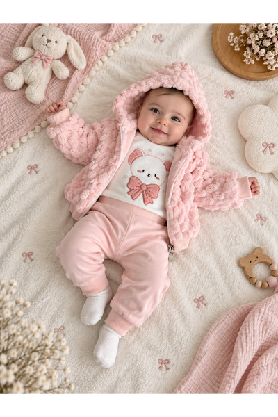 mini pakel organics PEMBE KIZ 3'LÜ TAKIM