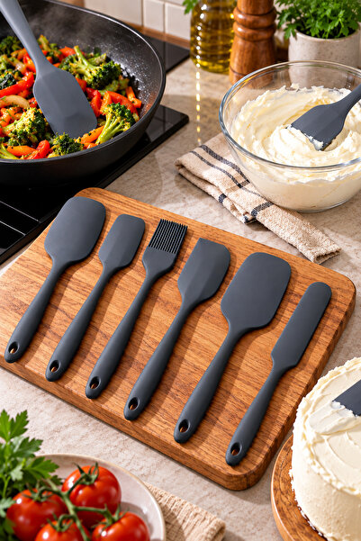Lipra 6’lı Silikon Mutfak Gereçleri Seti Spatula ve Fırça Seti Bpa Içermez 23...