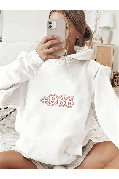 MUZİ +966 Saudi Arabia Country Area Code Graphic Print Hoodie, Unisex Casual ...
