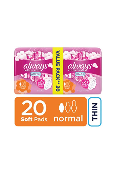 Always Cotton Soft Ultra Thin, Normal sanitary pads with wings, 20 Count, Pac...