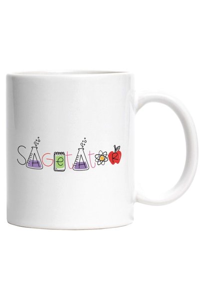 INOVATIX Cana alba personalizata,Numele Sagetator,Scoala,Chimie,Materii,Algeb...