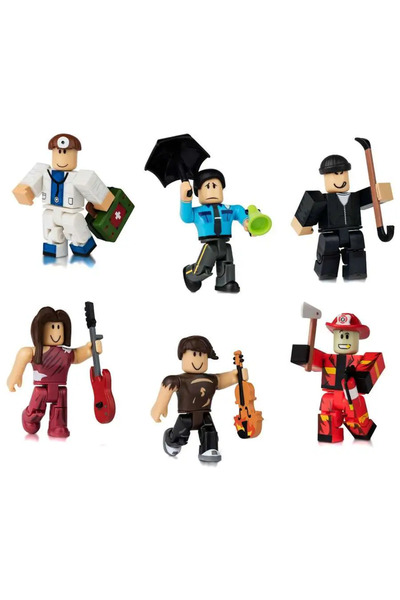 Roblox مجموعة شخصيات أبطال صغيرة من 6 قطع على شكل مكعبات مع ملحقات للأطفال