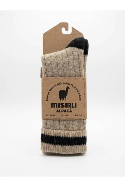 Mısırlı Unisex Alpaka Yünü Kışlık Çemberli Tekli Soket Çorap