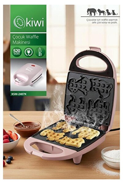 Kiwi Çocuk Waffle Makinesi KSM-2407K Pembe
