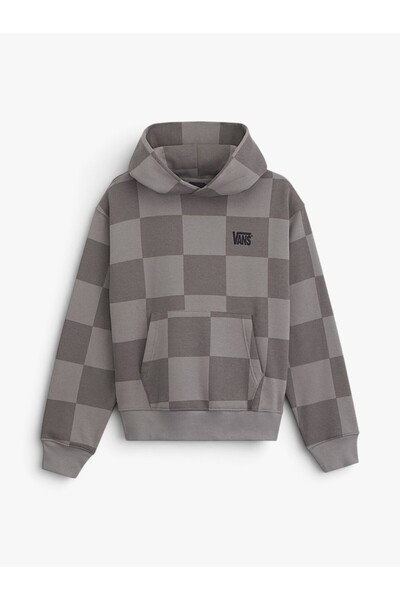 Vans Tonal Check Stretch Logo Pullover Men's Gray Sweatshirt - Vn000Zp4