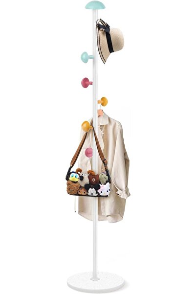 Generic Freestanding Modern Metal Coat Rack 170cm, Natural Marble Base, 5 Hoo...