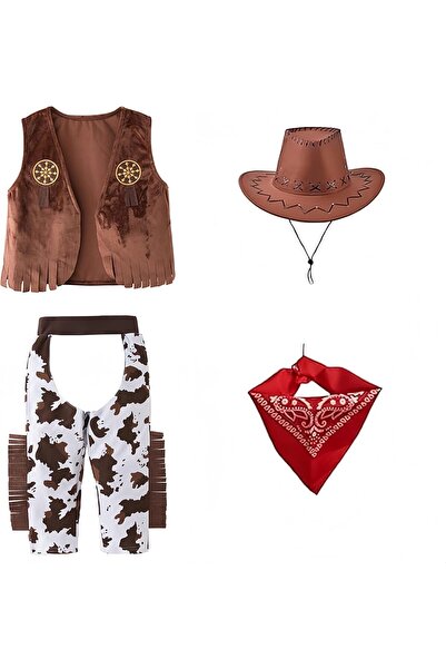 Generic 4 Pcs Cowgirl Costume Dress Up Cowboy Costume for Kids Girls and Boys...