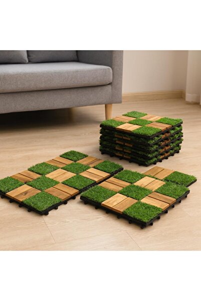 Generic Family Shape Outdoor Floor Tiles - Grass+Wood Flooring 30X30Cm Square...