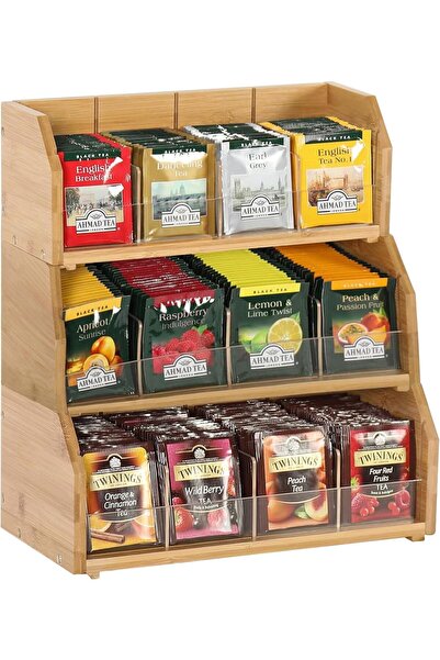 Generic 3 Layer Stackable Bamboo Tea Bag Organizer Storage Holder for Tea Bag...