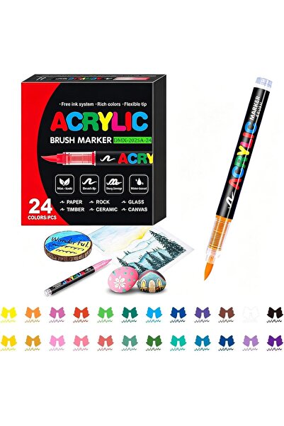 Generic 36 Colors Acrylic Paint Pens, Soft Brush Tip Acrylic Markers, for Can...