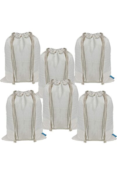 Generic 6PCS 12x14 Inch Drawstring 100% Cotton Muslin Bags Reusable Storage B...