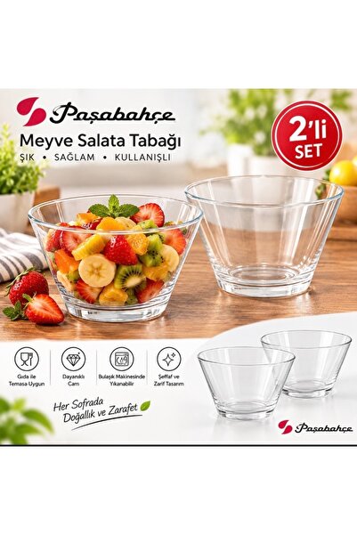 Magnotto Cam Salata Kasesi 2’Li Büyük Boy Sunum Kasesi Hazırlık Kasesi Meyvel...
