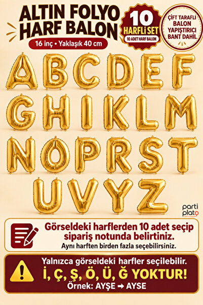 He2 Balloons Gold Foil Letter Balloon Set with 10 Letters, 16 Inch 40 cm Tape...