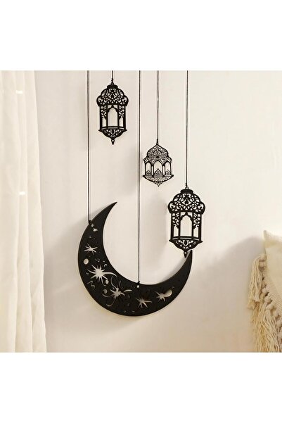 Generic زينة رمضان 6 قطع زينة عيد مصنوعة من الخشب - قلادة عيد مبارك مبتكرة عل...