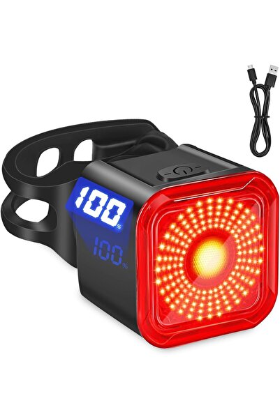 Generic ضوء خلفي للدراجة مع شاشة عرض LED، قابل لإعادة الشحن عبر USB-C، 6 أوضا...