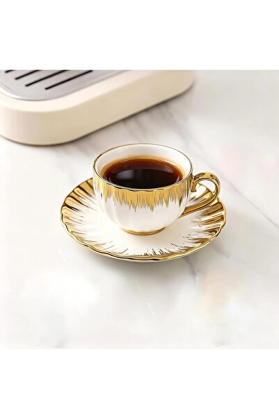 Generic 88ml Coffee Cups with Saucers Set of 6, Vintage Porcelain Espresso Cu...
