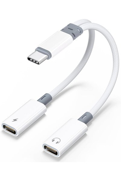 Generic موزع USB-C، محول سماعات رأس وشاحن USB-C مزدوج، كابل دونجل صوتي من الن...