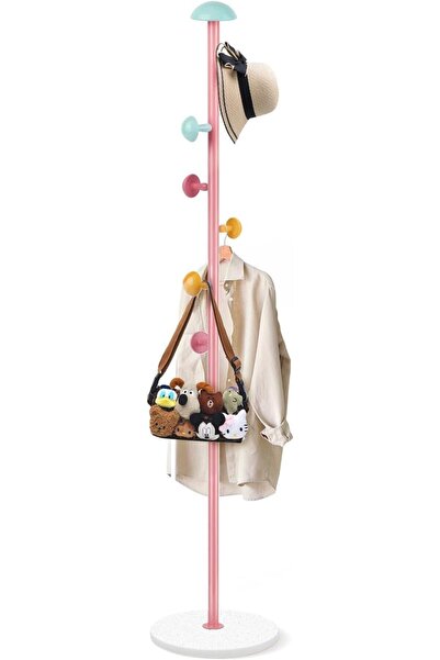 Generic Freestanding Modern Metal Coat Rack 170cm, Natural Marble Base, 5 Hoo...
